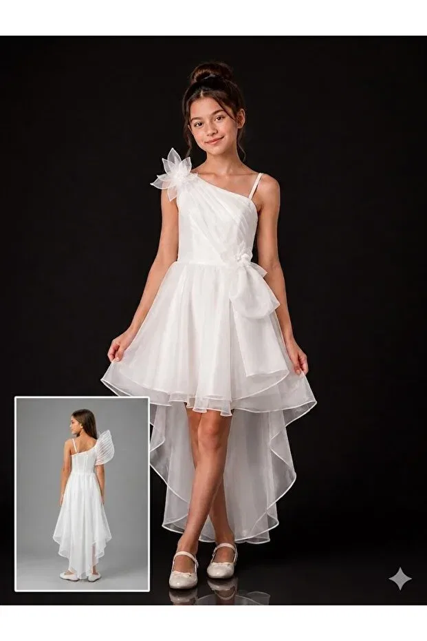 Детское платье для девочек без рукавов Custom Design Wedding Graduation Special Occasion Girls Evening Dress Milo, White