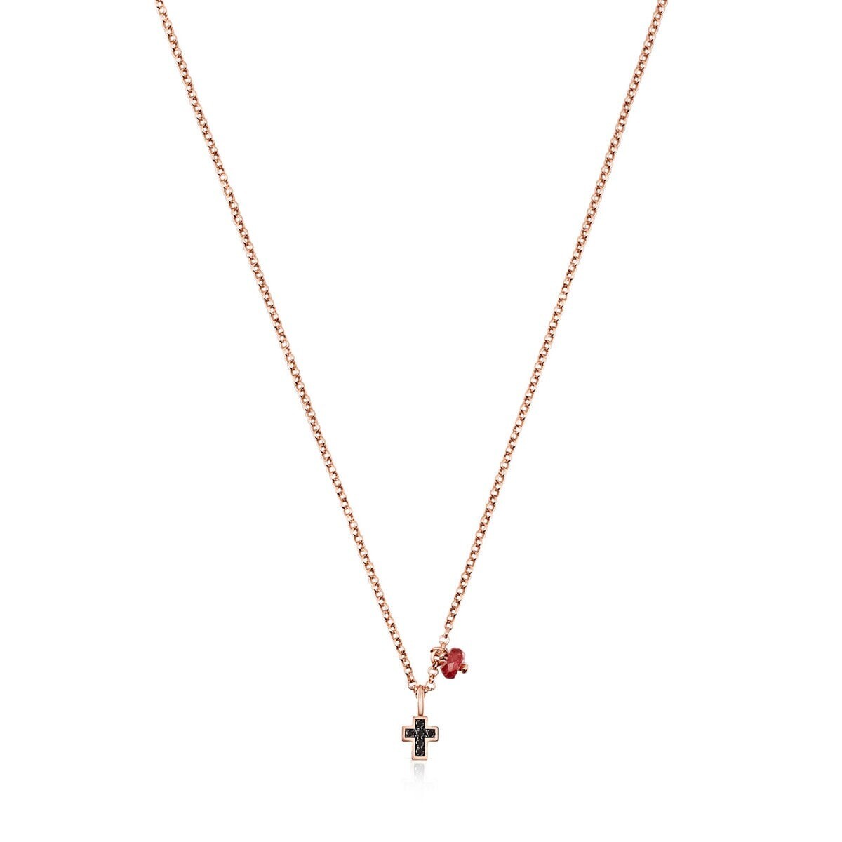 

Колье Tous Motif Cross, розовое серебро/шпинель/рубин