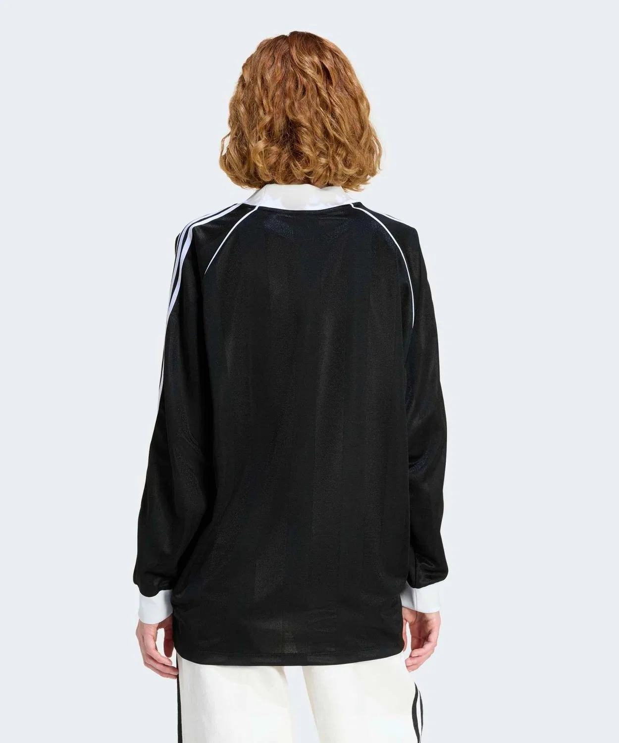 Женский лонгслив оверсайз с принтом три полосы Adidas Originals, Black — фото 2