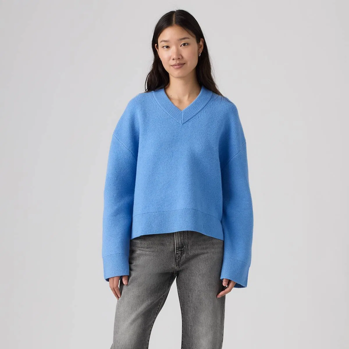 Очень мягкий свитер с V-образным вырезом Levi's, Parisian Blue - Blue — фото 3