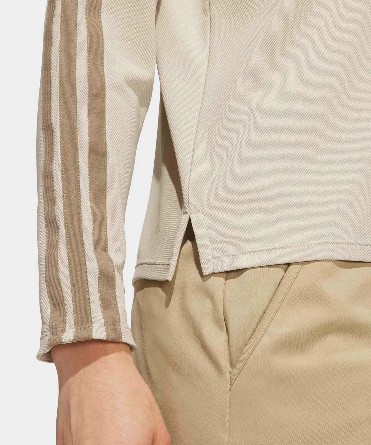 Женский лонгслив-поло с длинным рукавомClimacool Three Stripes Adidas, Beige — фото 4