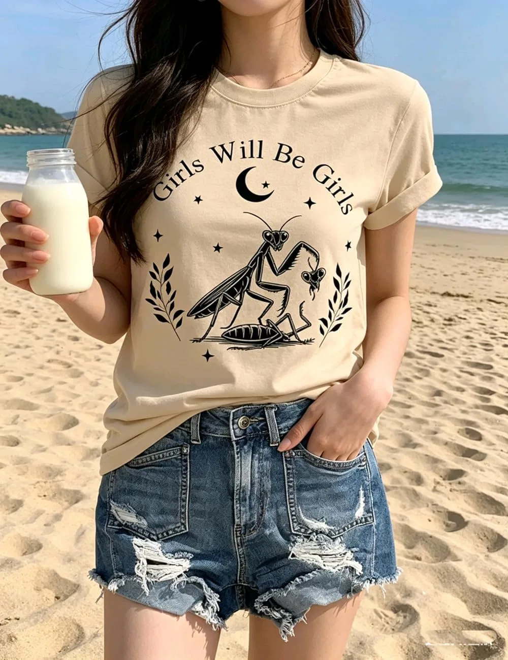 Женская футболка с принтом Girls Will Be Girls, чёрный — фото 3