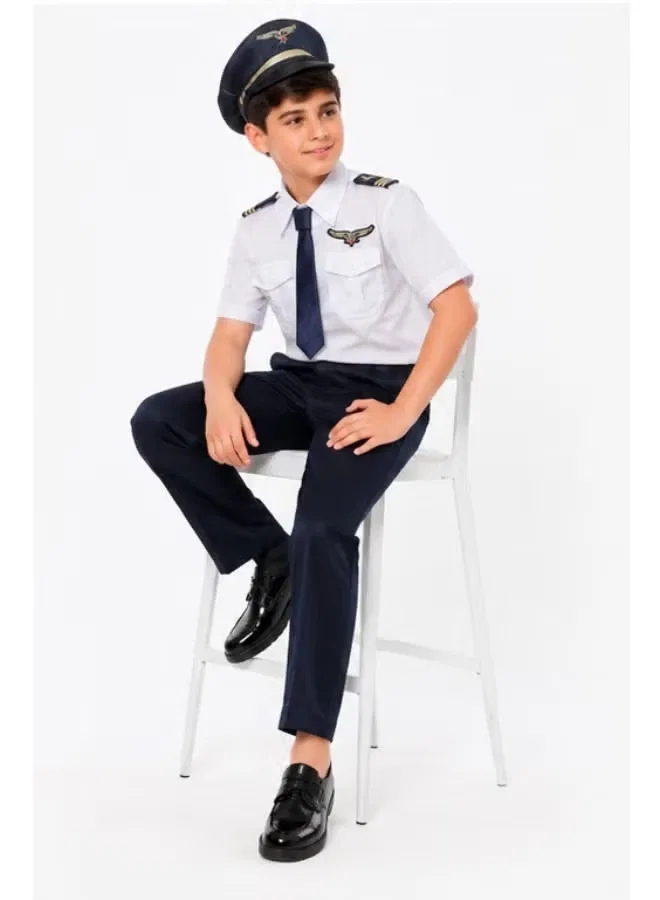 Комплект костюм пилота с белой рубашкой Pilot Uniform Costumax, темно-синий