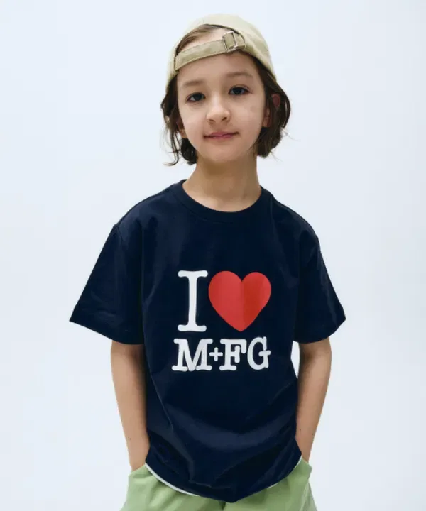 Футболка с принтом I Love Mfg, Marithé Kids, темно-синяя