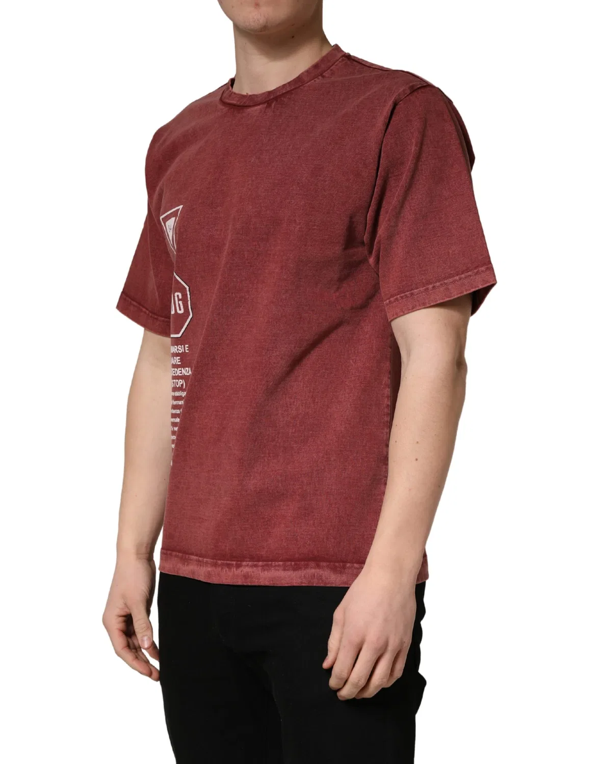 Мужская футболка с принтом Maroon Print Round Neck Short Sleeve Dolce & Gabbana, Maroon — фото 3