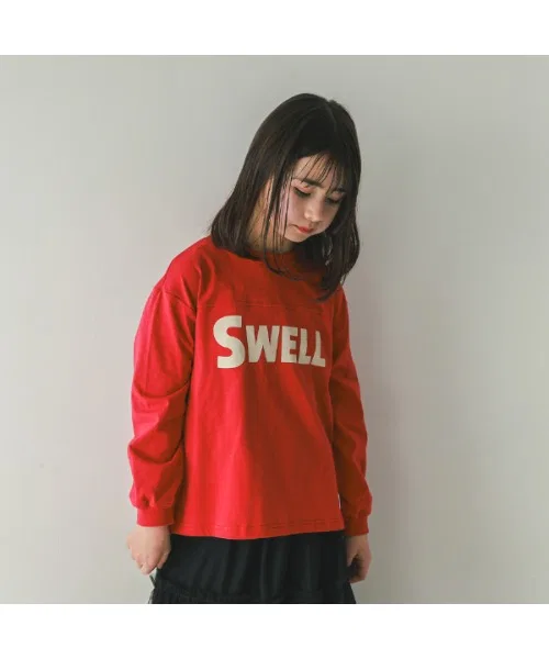 Детская футболка с длинным рукавомс принтом SWELL jeans-b, Красный