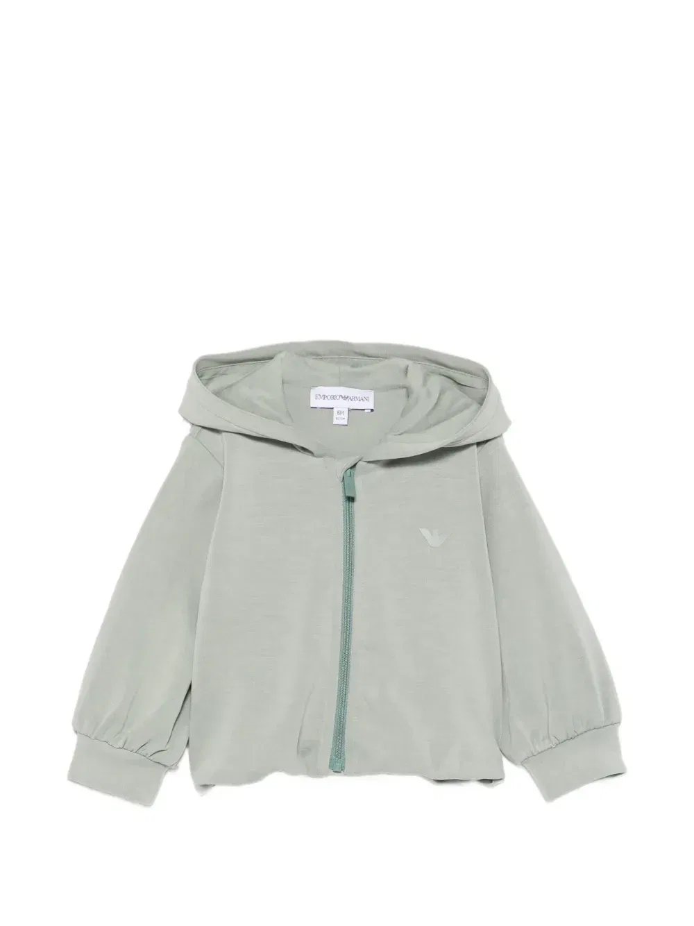 Свитшот на молнии с нашивкой-логотипом Emporio Armani Kids, зеленый