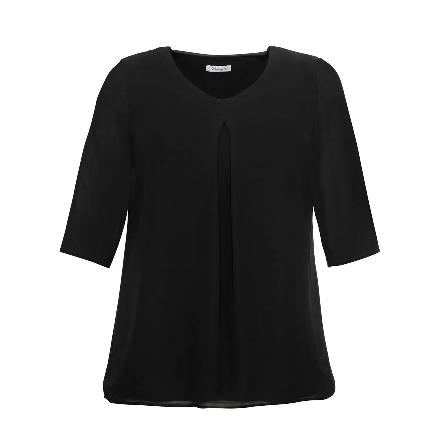 Женская блузка длинная с V-образным вырезом Sheego, Black — фото 3