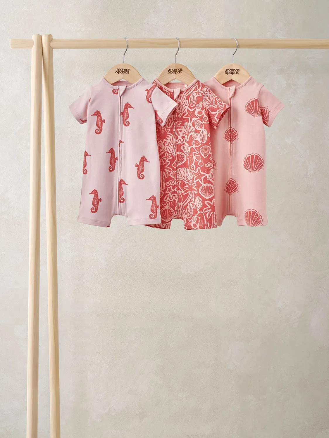 Комбинезон короткий 3шт Mamas & Papas Seahorse, розовый