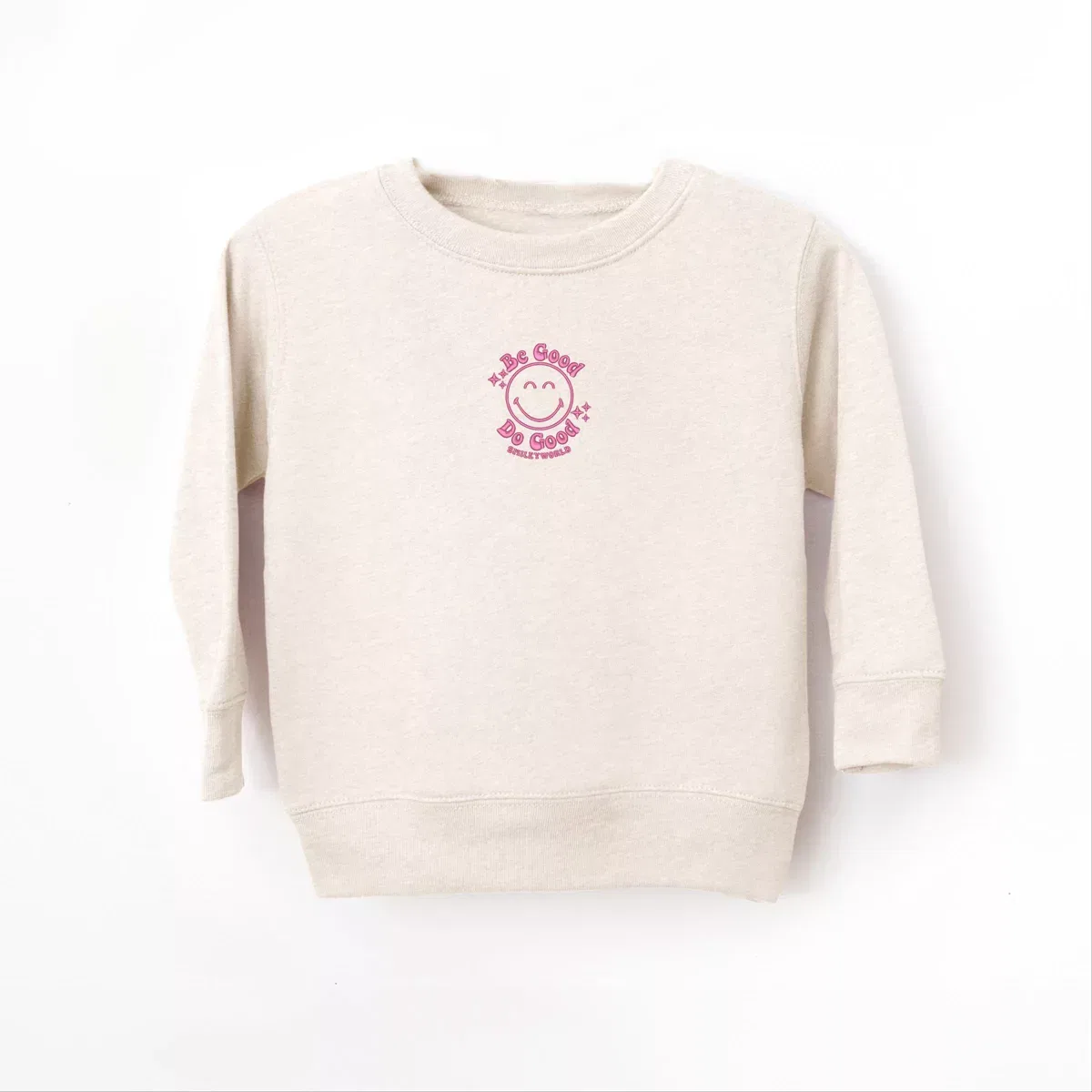 Детский свитшот с вышивкой SmileyWorld Be Good Do Good The Juniper Shop, Natural — фото 3