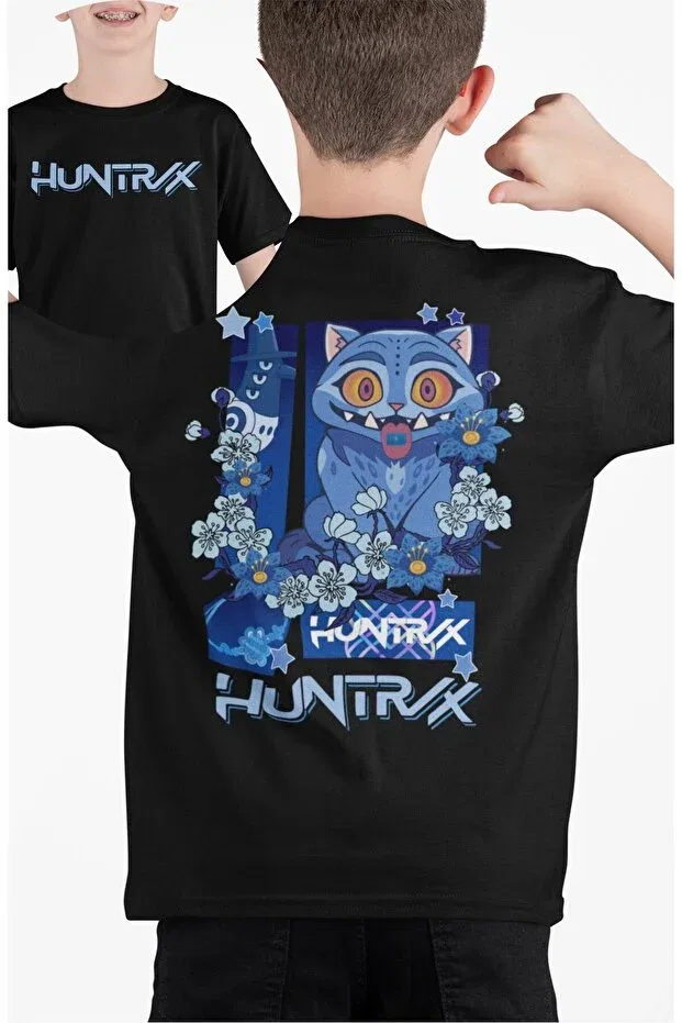 Детская футболка с принтом Derpy huntrix back printed unisex kids t-shirt, kpop demon hunters baby t-shirt Fuddy Moda, Black