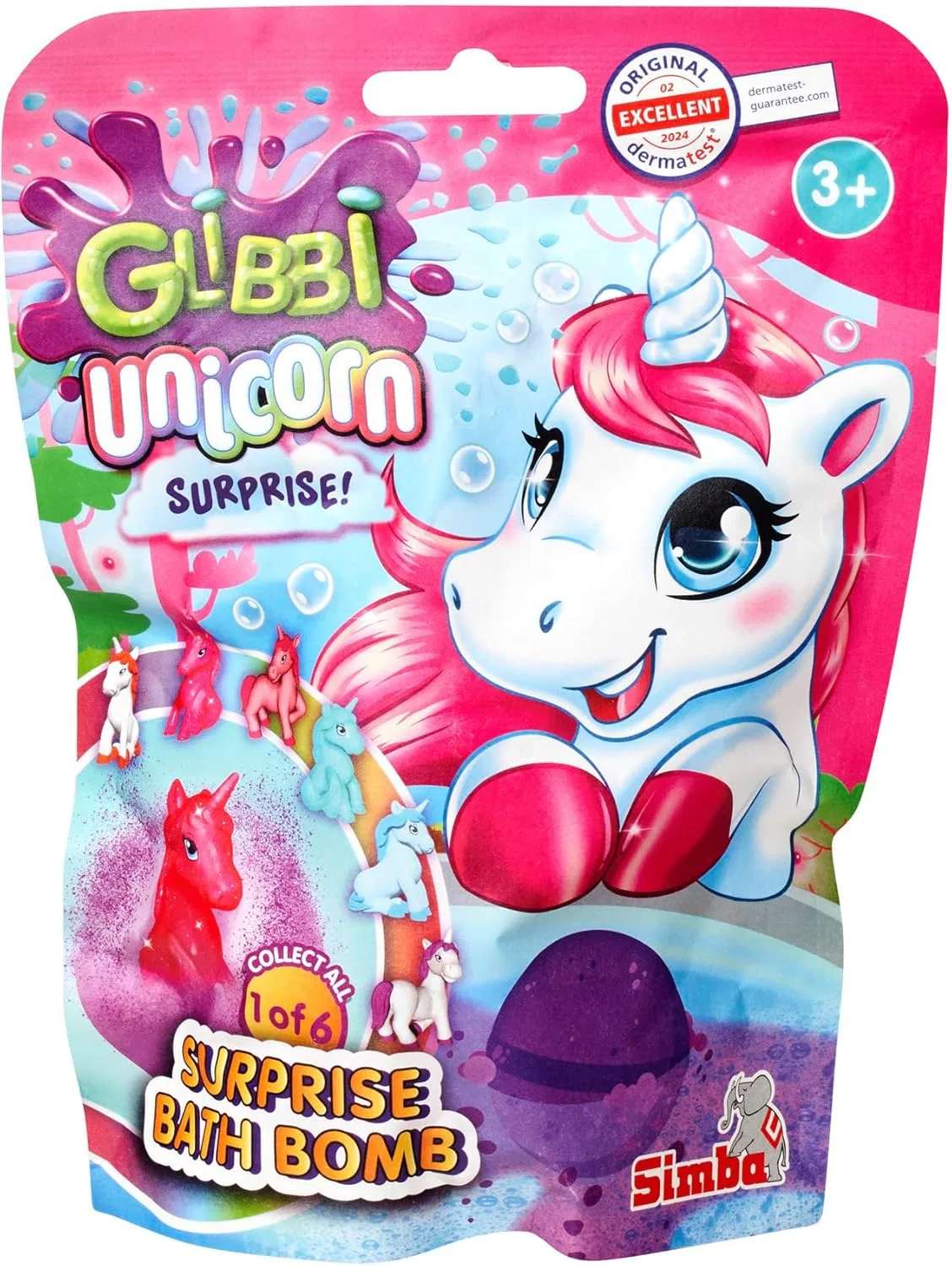 Бомбочка для ванны Glibbi Unicorn Surprise Simba, 100 г, Розовый, Фиолетовый или Микс