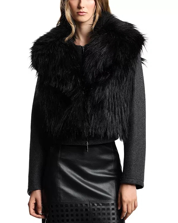 Женская куртка из искусственного меха Emporio Armani, Dark Grey Melange