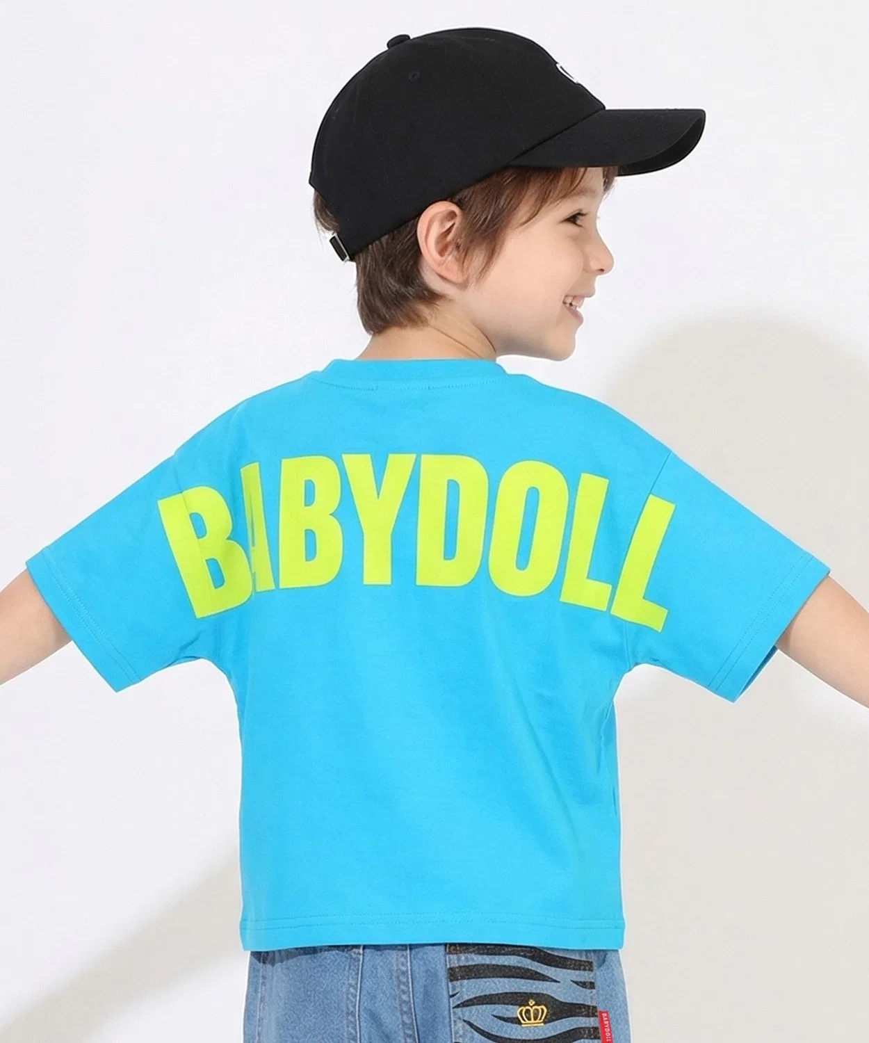 Детская футболка с неоновым принтом BABYDOLL, Turquoise Blue