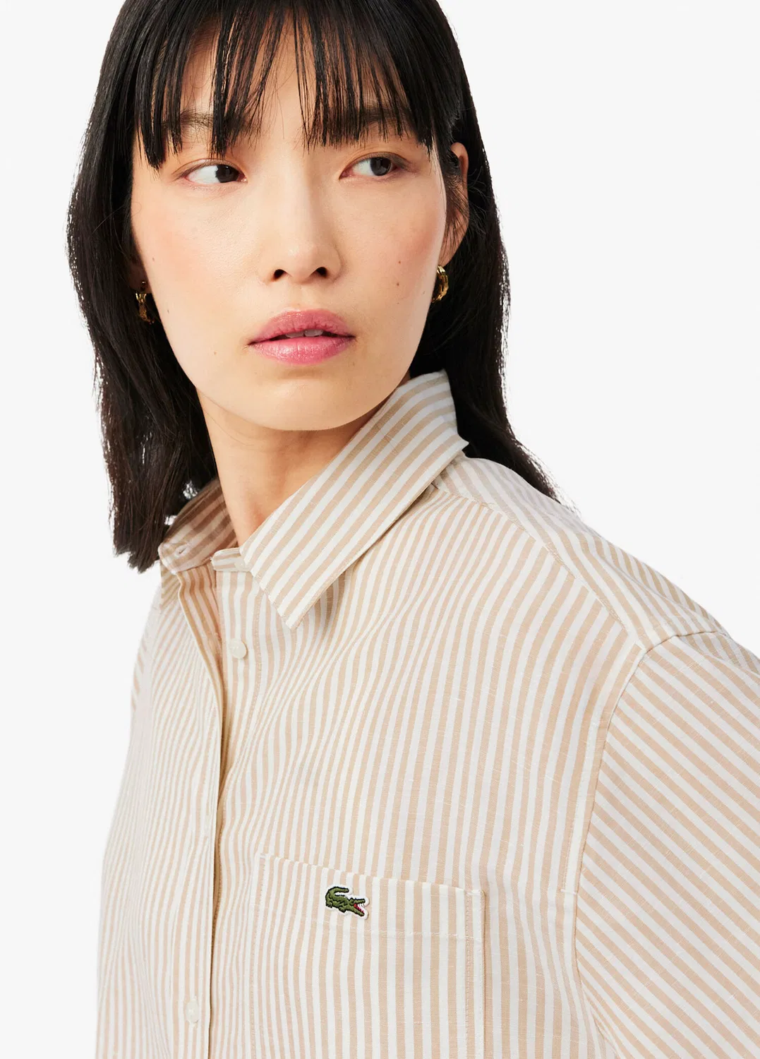 Рубашка Lacoste Oversize Fit, кремовая — фото 3