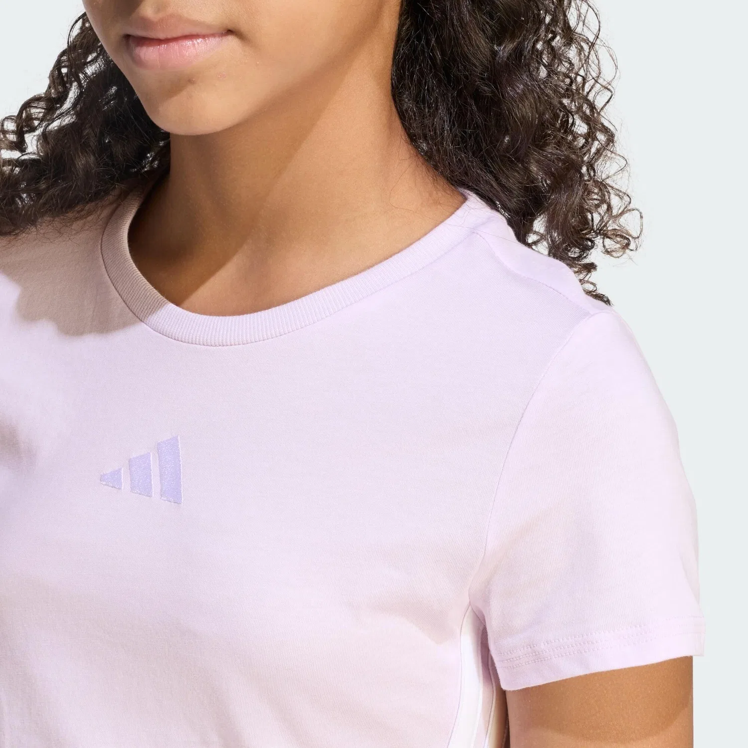 Детская хлопковая футболка Essentials T-Shirt Adidas, Helllila Weiss — фото 4