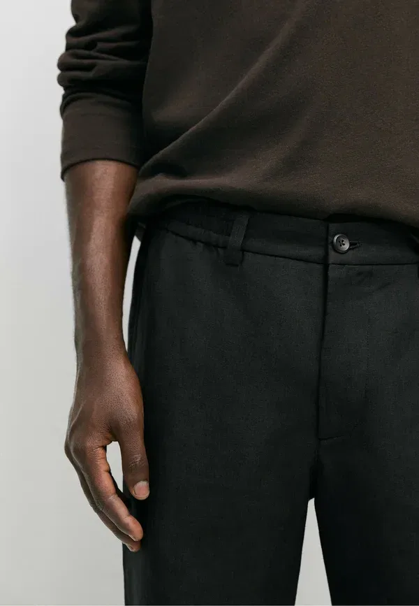 Шорты из льна Shorts Massimo Dutti, черный — фото 4