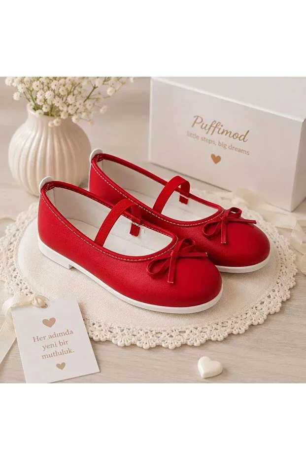 Детские балетки с бантом Puffimod, Red Patent Leather — фото 3