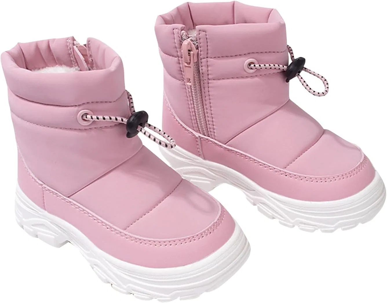 Детские зимние ботинки на меху с молнией для мальчиков и девочек, Pink