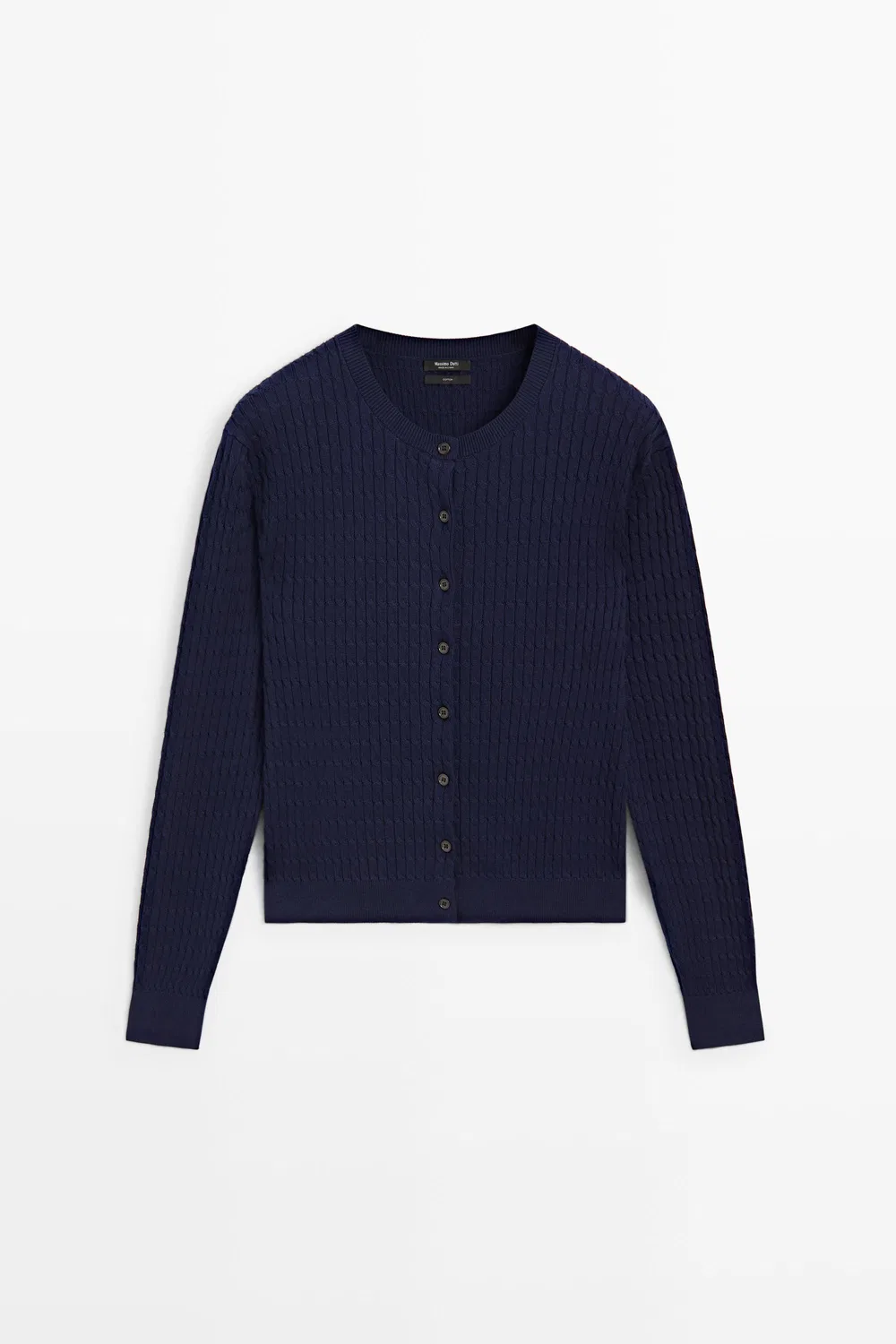 Кардиган Massimo Dutti 100% Cotton Braided Knit, глубокий синий — фото 2