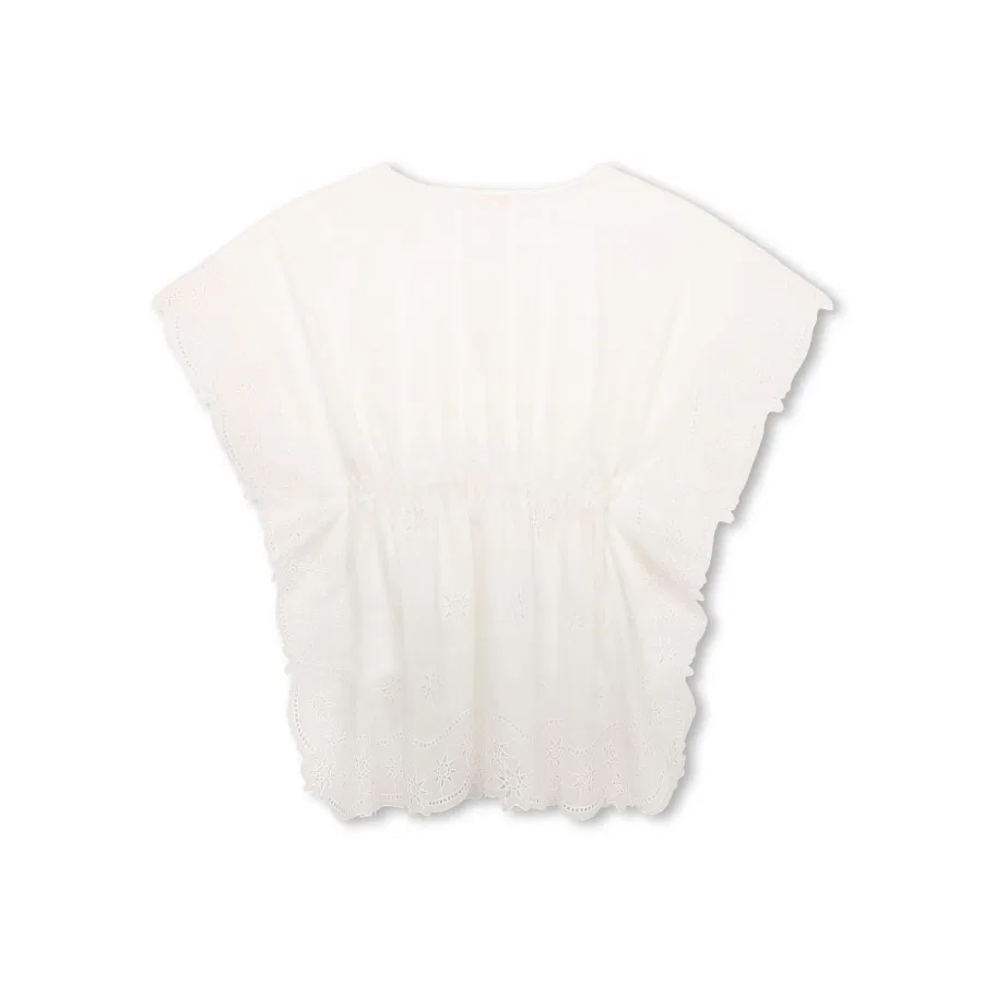 Платье хлопковое с рюшами Ruffle-Detailing Cotton Dress Chloé, Offwhite — фото 2