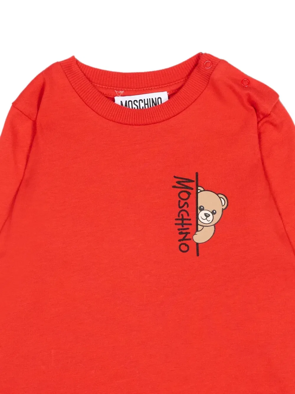 Футболка с длинным рукавом с мишкой Тедди Moschino Kids, красный — фото 3