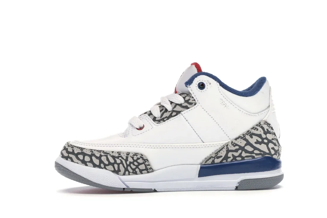 Детские кроссовки Lifestyle с принтом Jordan 3 Retro Jordan, White/Varsity Red-True Blue — фото 3