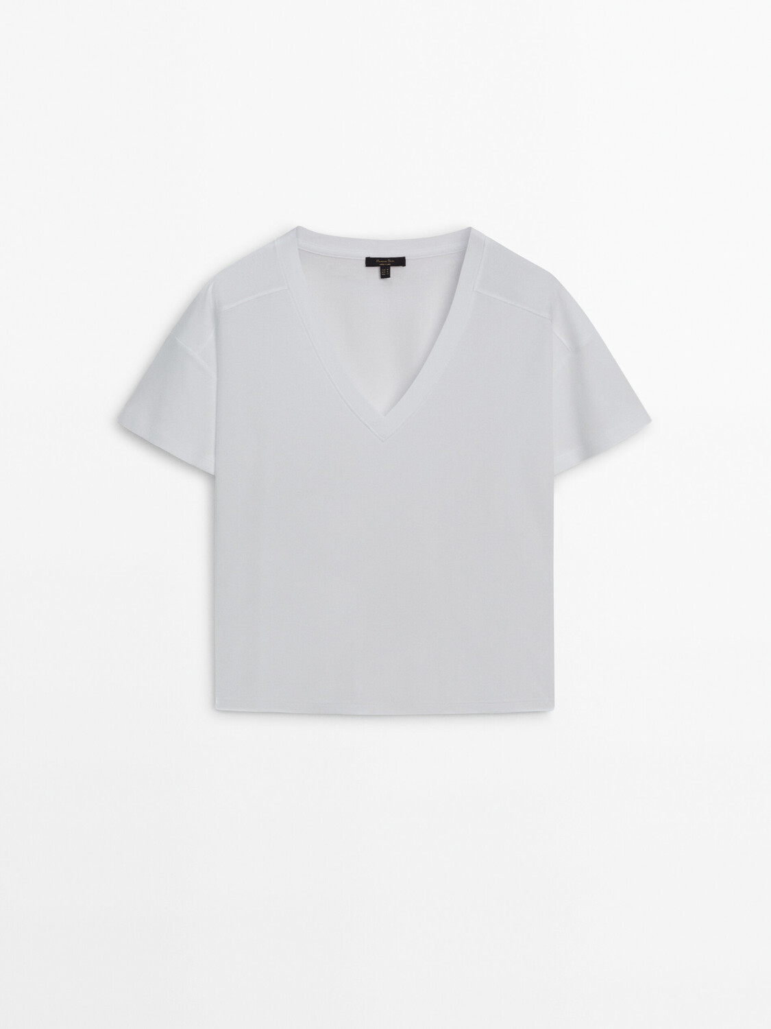 

Хлопковая футболка с v-образным вырезом Massimo Dutti, белый