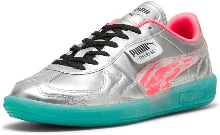 Мужские кроссовки PUMA Palermo Newgenfooty - повседневные, зеленые, розовые, серебристые — фото 2
