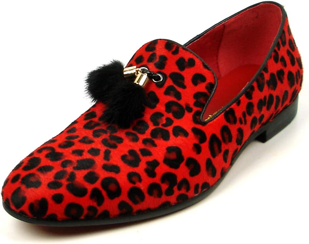 

Мужские слипоны Fiesso от Aurelio Gcia FI-7402 с леопардовым принтом и кисточками Fiesso By Aurelio Garcia, красный