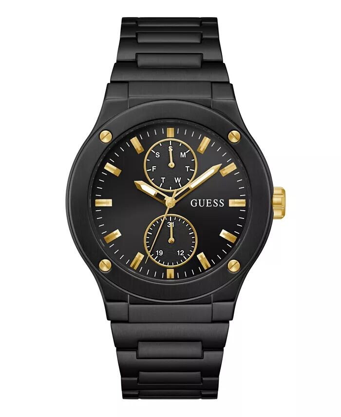 

Мужские многофункциональные черные часы из нержавеющей стали, 45 мм GUESS, черный