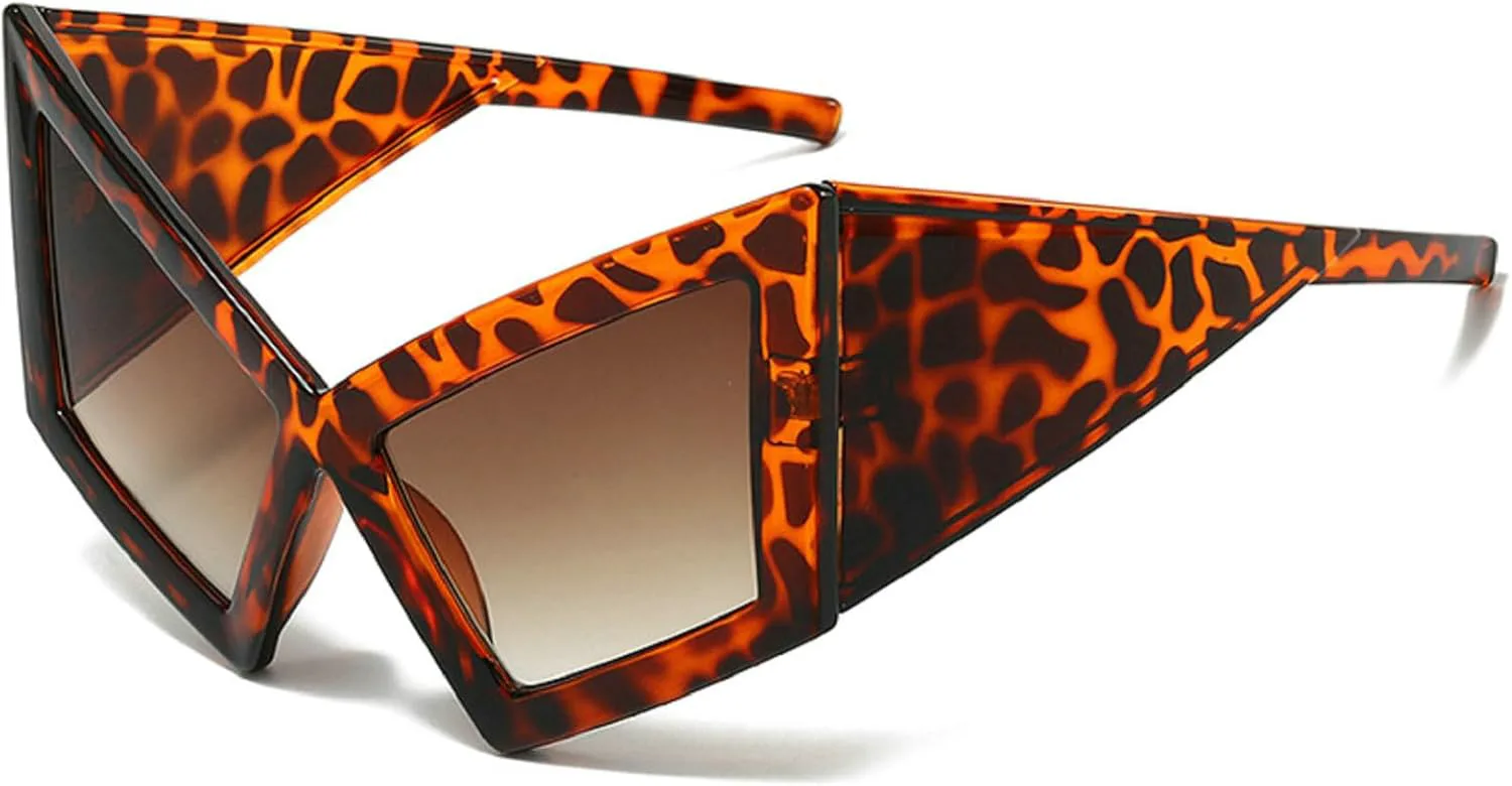 

Большие солнцезащитные очки «кошачий глаз» для женщин, роскошные солнцезащитные очки в стиле панк с плотной оправой, ветрозащитные очки N45 mincl, Leopard