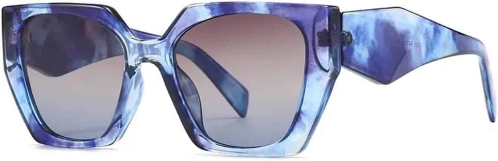 

Солнцезащитные очки для мужчин и женщин - защита UV400 - градиентные линзы "кошачий глаз" для занятий спортом на открытом воздухе и вождения DSVIGF, Blue White Tea