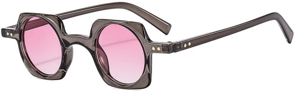 

Ретро маленькие квадратные солнцезащитные очки для женщин, модные, с прозрачными круглыми линзами, как у океанских звезд, для мужчин, панк, с заклепками, солнцезащитные очки UV400 LXLHWN, Gray Pink Gradient