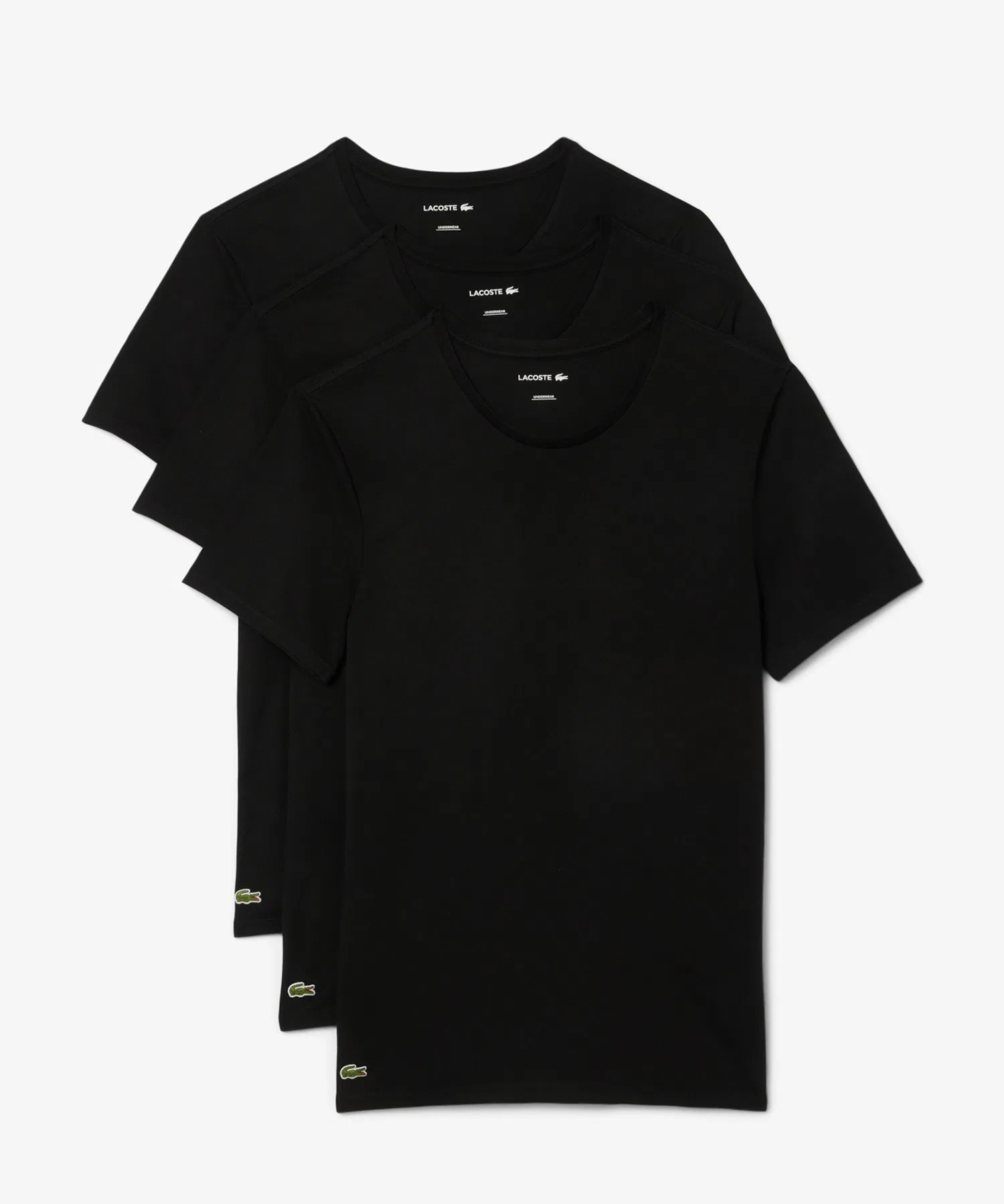 Мужская футболка LACOSTE из хлопка с круглым вырезом чёрная