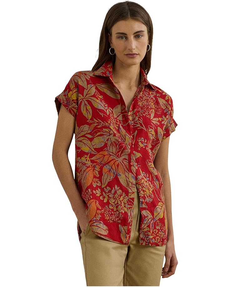 

Рубашка Lauren Ralph Lauren Relaxed Fit Floral Short-Sleeve Shirt, цвет Red Multi