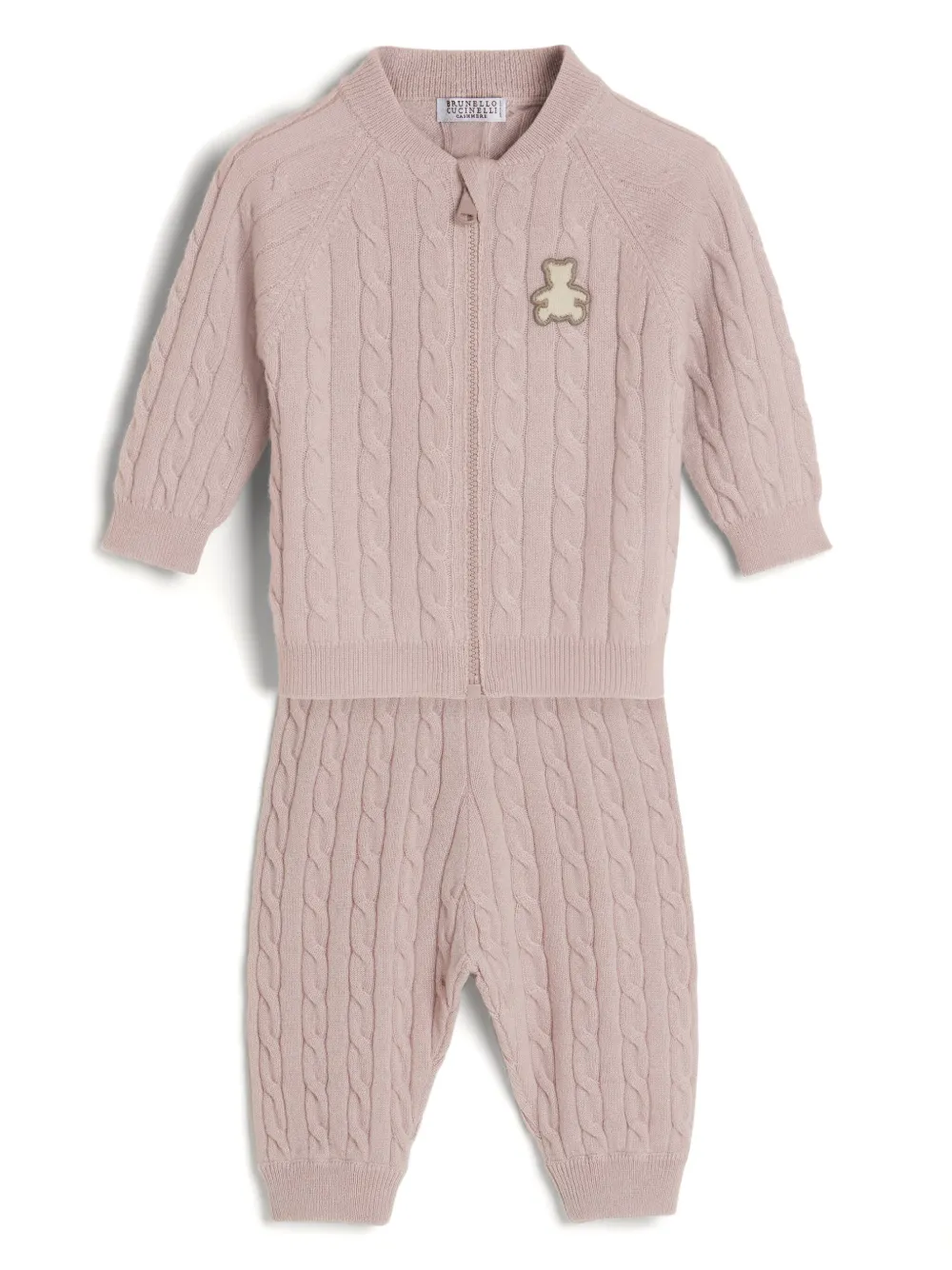 Кашемировый кардиган фактурной вязки Brunello Cucinelli Kids, розовый — фото 4
