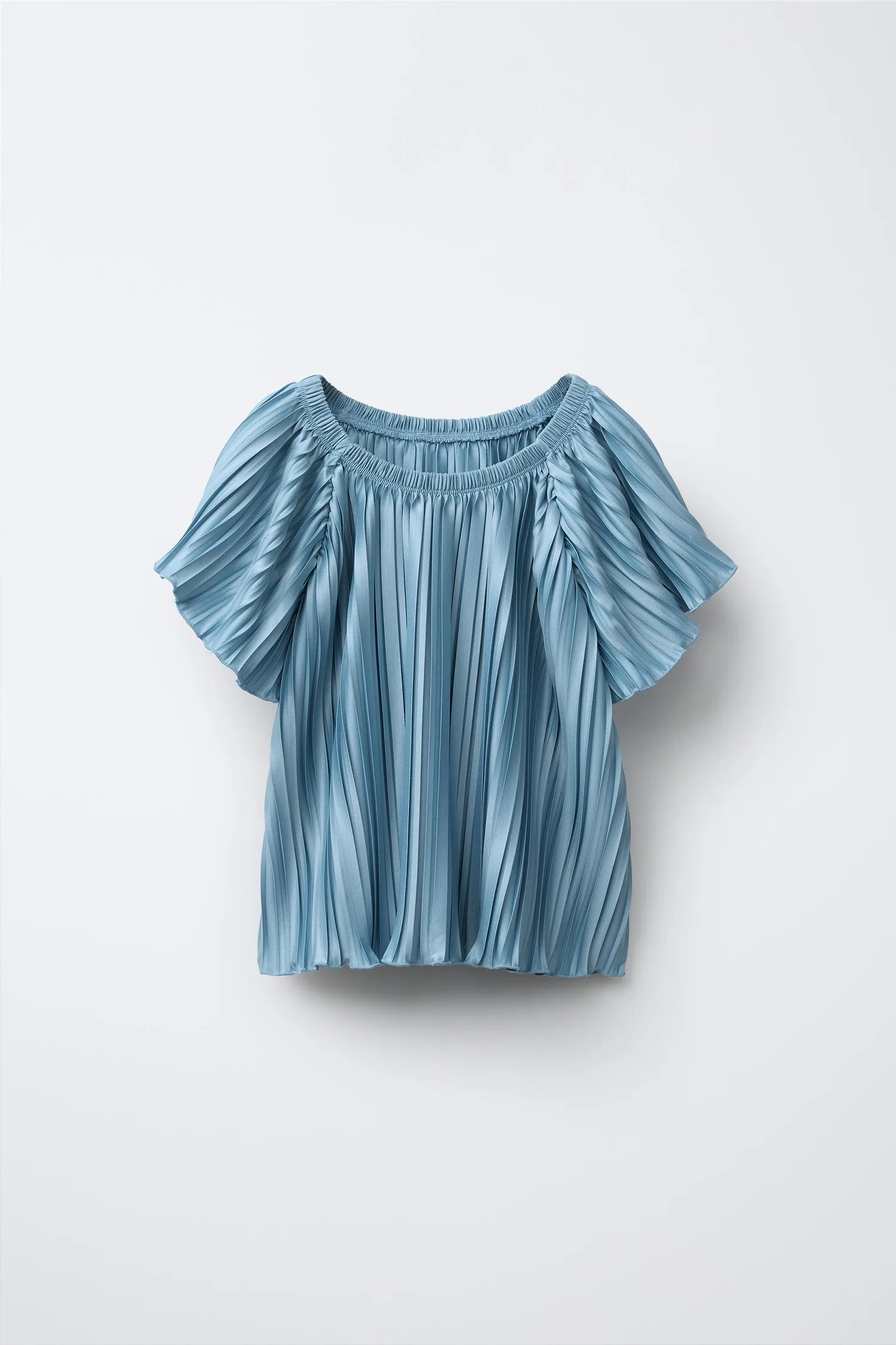 Складочная футболка Zara, синий