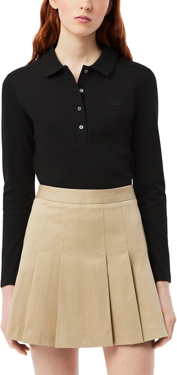 

Lacestone женская облегающая поло с длинным рукавом из стрейч-пике Lacoste, Black