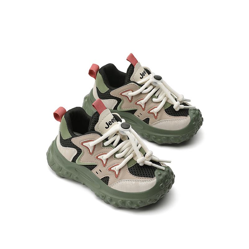 Амортизирующие износостойкие низкие детские кроссовки Green Kids' Jeep, Green Wonderland/Молочный улун — фото 4