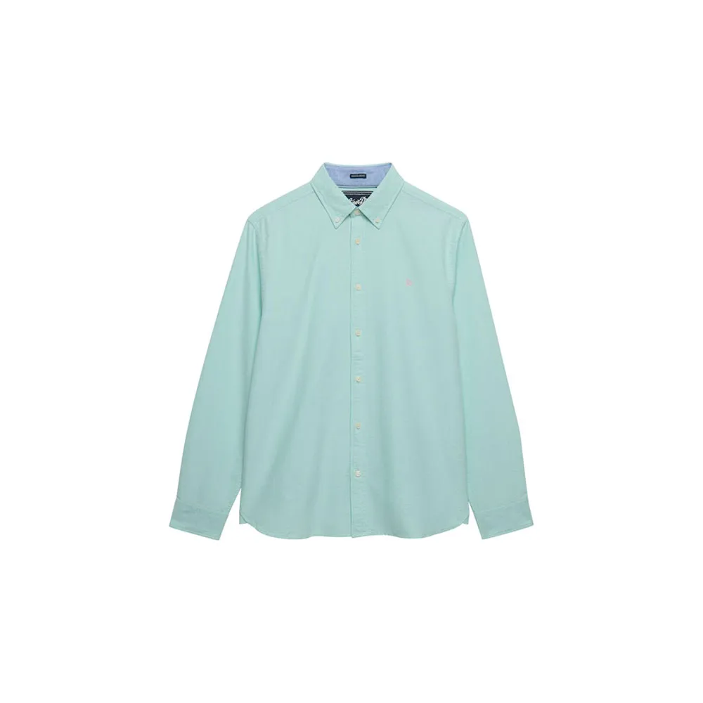 Рубашка с длинным рукавом Superdry Preppy Oxford, зеленый — фото 3