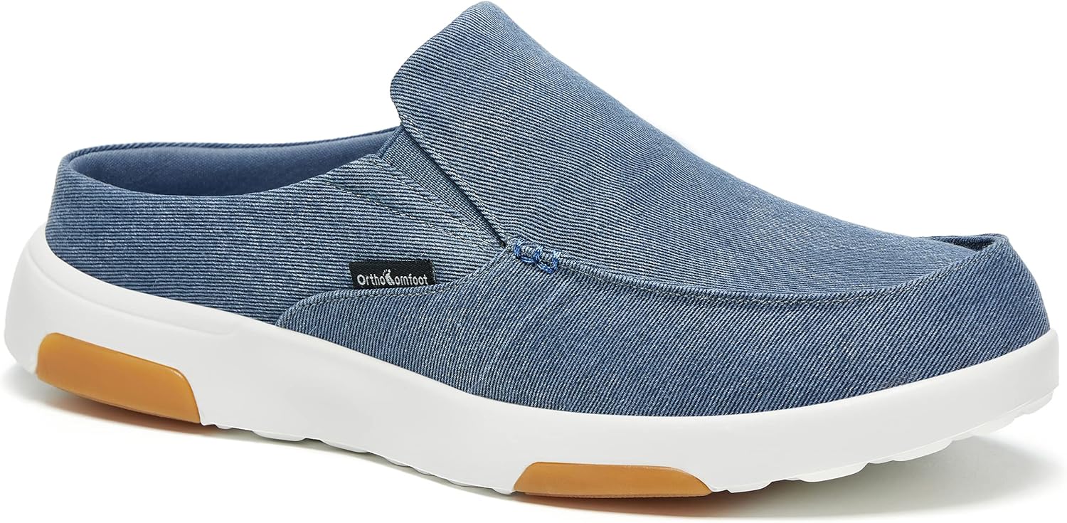 

Мужские ортопедические слипоны OrthoComfoot с поддержкой свода стопы: повседневные тапочки при плантарном фасциите для плоскостопия, удобная ортопедическая обувь для облегчения болей в стопе и пятке, темно-синий