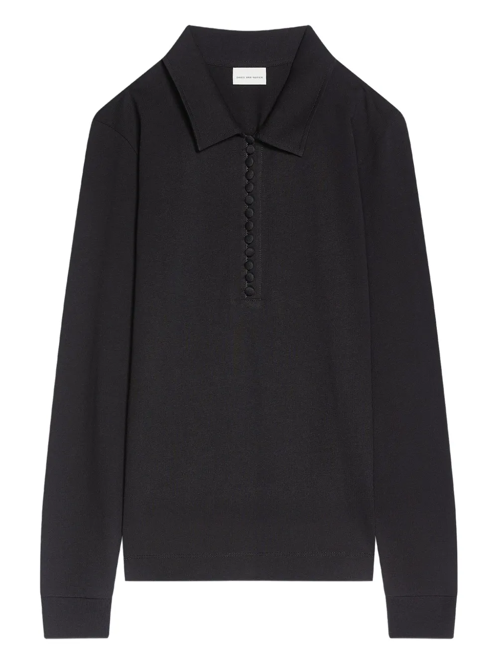 

Рубашка-поло из джерси с застежкой на пуговицы DRIES VAN NOTEN, черный
