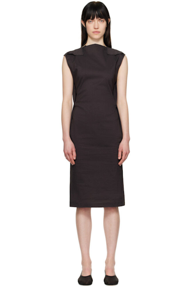 

Коричневое просторное платье миди ISSEY MIYAKE