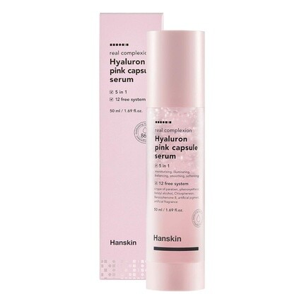 

Hanskin Real Complexion Hyaluron Розовая капсульная сыворотка с витамином B12 Интенсивное увлажнение и глубокое увлажнение с гиалуроновой кислотой 50 мл