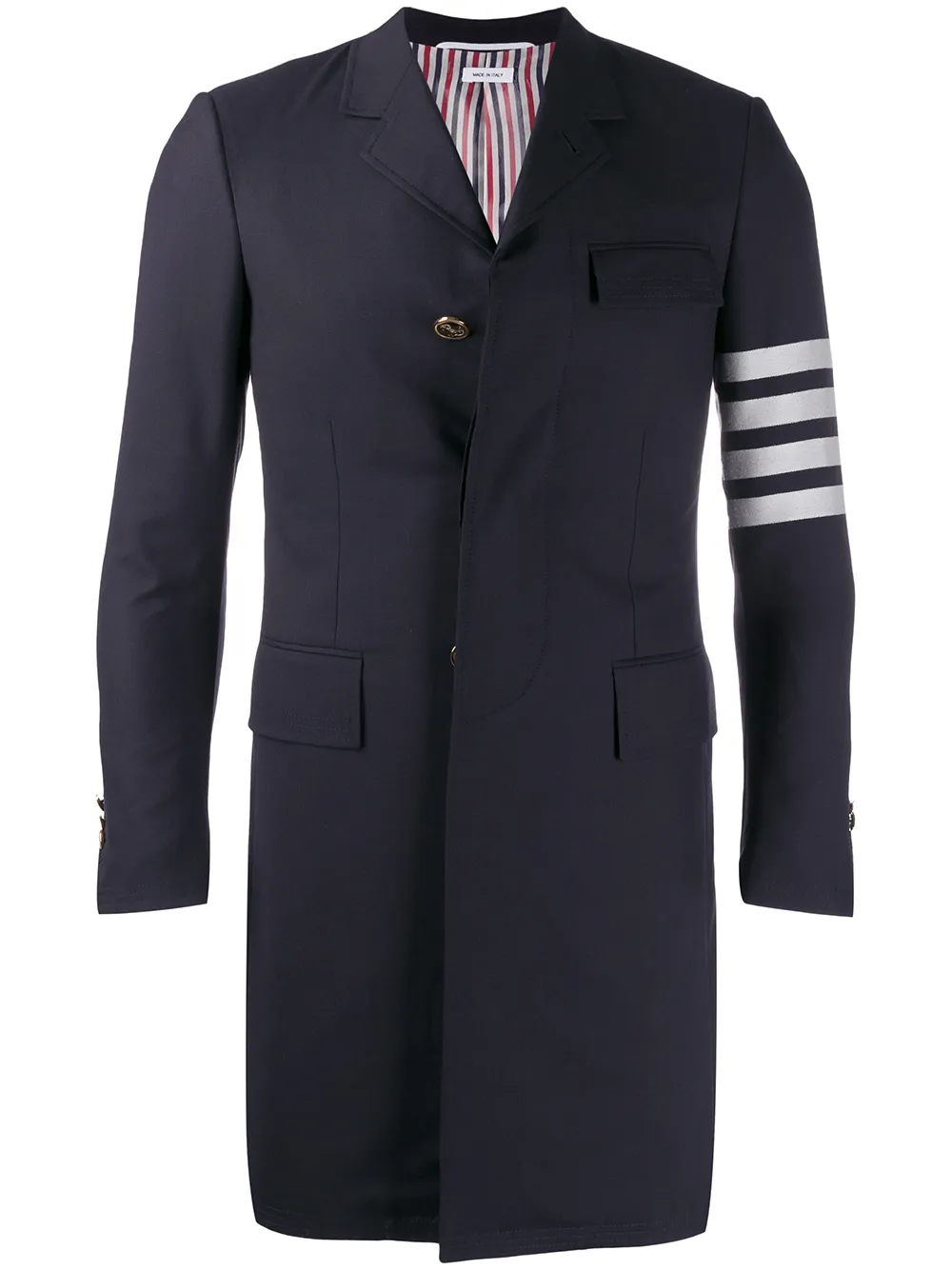 

Строгое пальто с полосками 4-Bar THOM BROWNE, синий
