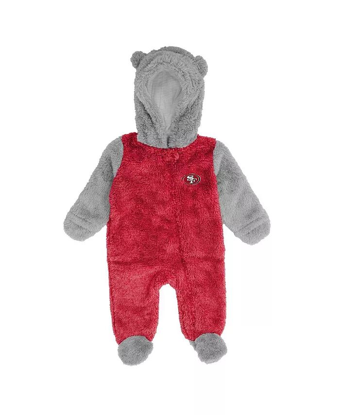 

Новорожденные и младенцы мальчики и девочки алый, серый San Francisco 49ers Game Nap Teddy флисовый фланель спальный комплект на молнии Outerstuff