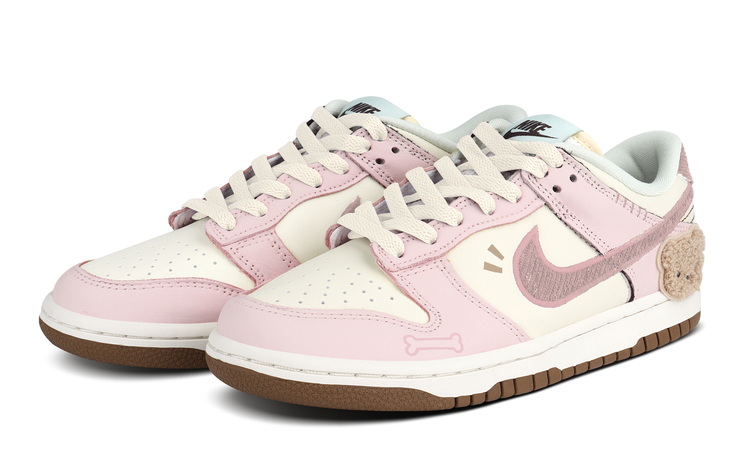 Nike Dunk Low Top детские скейтбординг кроссовки beige white pink для подростков — фото 4