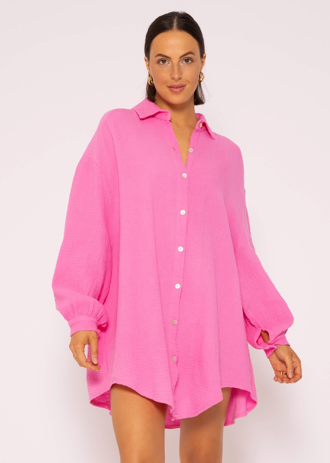 

Блуза SASSYCLASSY Ultra Oversize Musselin nhemd lange Variante, розовый