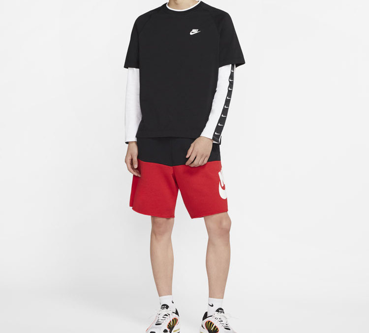 Мужские спортивные шорты Nike черные с красным — фото 4